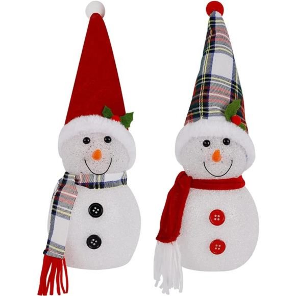 2Pcs Lighted Snowman Christmas Table Decorations Changing LED Lights 12 x 4 Inch - Picture 3 of 7